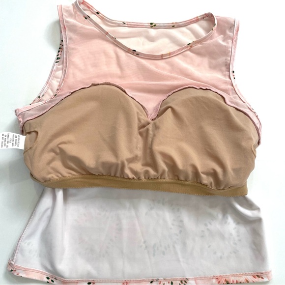 Kortni Jeane Pink Kiwi Sweetheart Neck With Mesh Tankini Swim Top - Picture 10 of 12